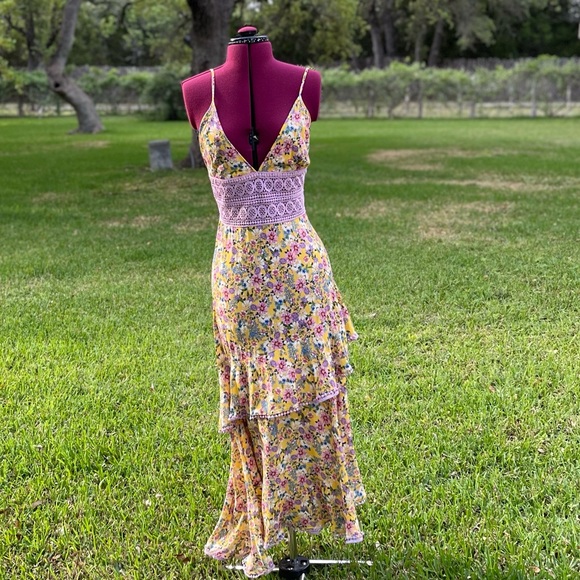 CHARO RUIZ IBIZA Dresses & Skirts - Mara Ruffled Crocheted Lace-Trimmed Floral-Print Voile Maxi Dress